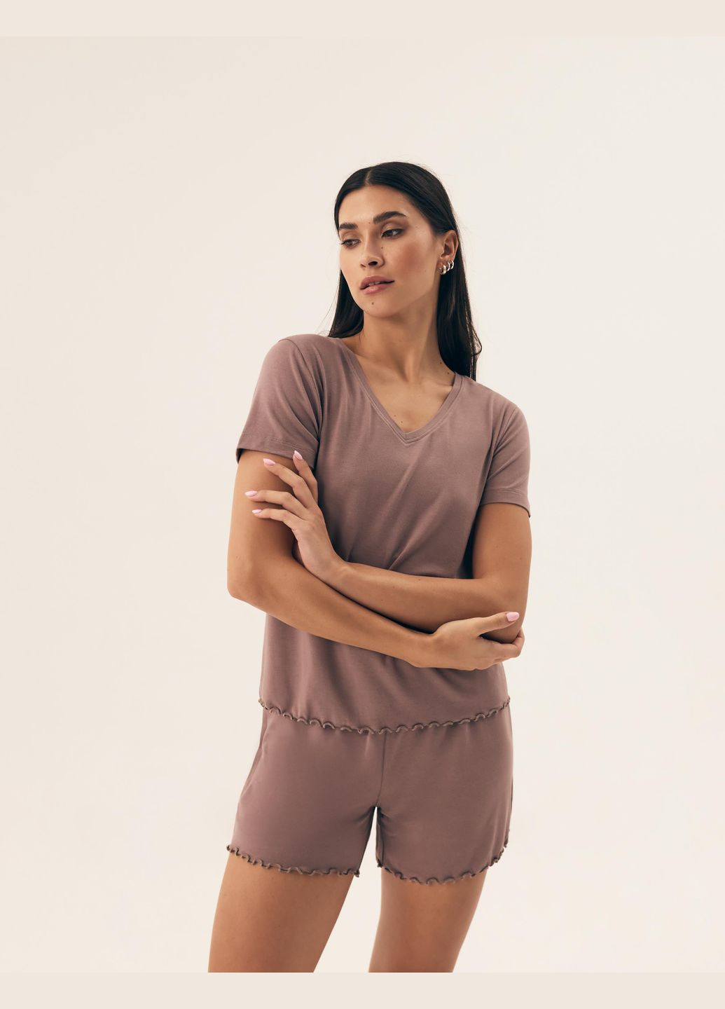 Кофейная всесезон женская пижама футболка + шорты Henderson