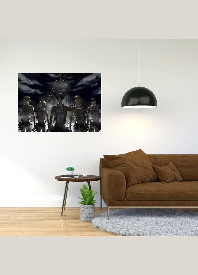 Плакат- з принтом "Attack on Titan - Вторгнення титанів (японська постапокаліптична манга) 2" A2 А0 Кавун постер (316209911)