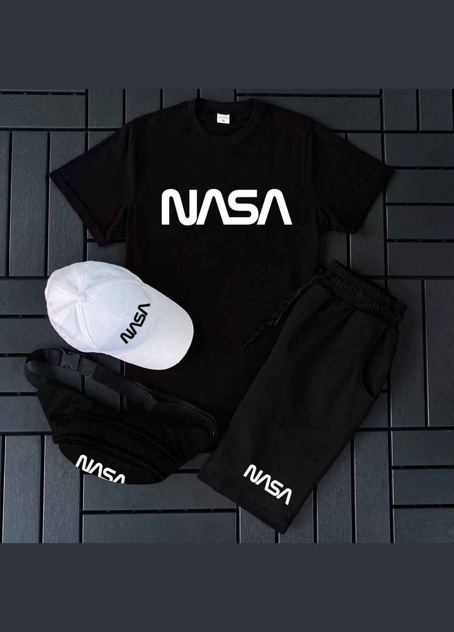 Черный комплект (футболка,шорты,кепка,бананка) No Brand