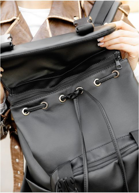 Женский рюкзак роллтоп с карманом под ноутбук Черный (6210281346) Sambag (360965737)