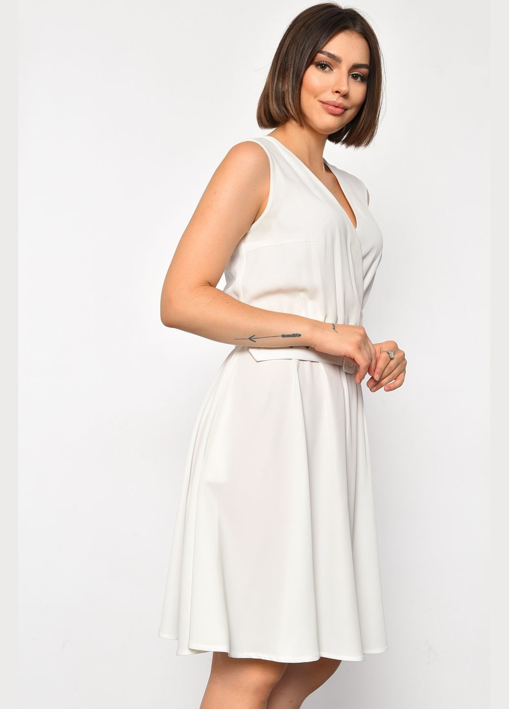 Молочное повседневный платье женское молочного цвета а-силуэт Let's Shop однотонное