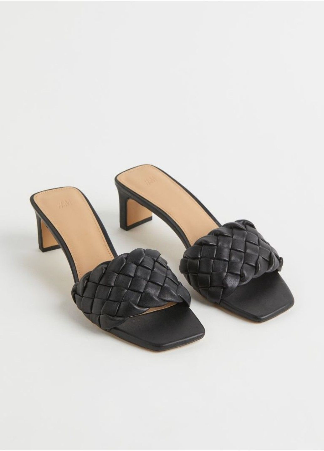 Черные женские босоножки слипоны на каблуке н&м (80015) 37 черные H&M