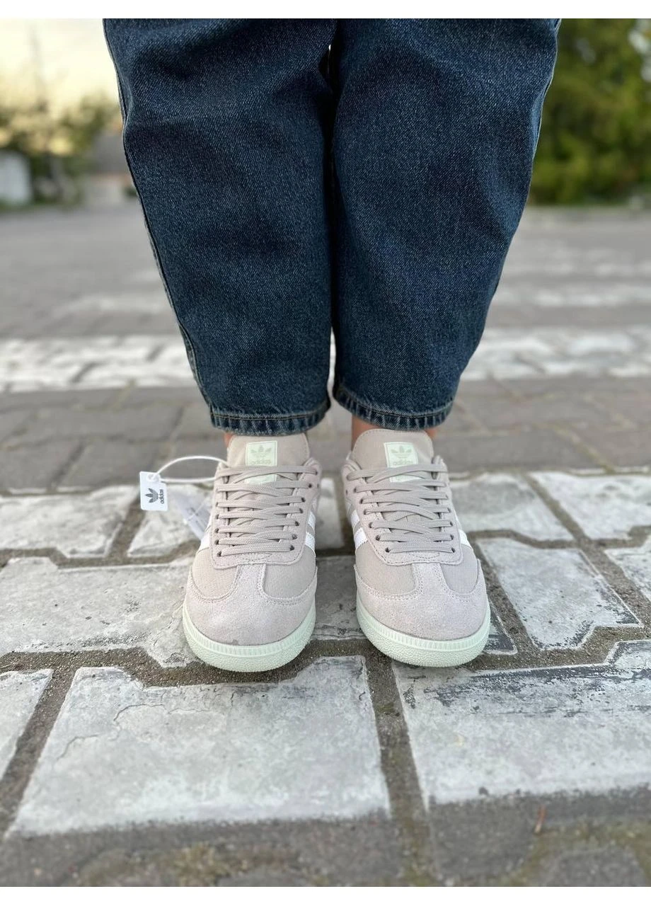 Білі кросівки чоловічі adidas samba og wonder white linen green адідас самба білі демісезон No Brand