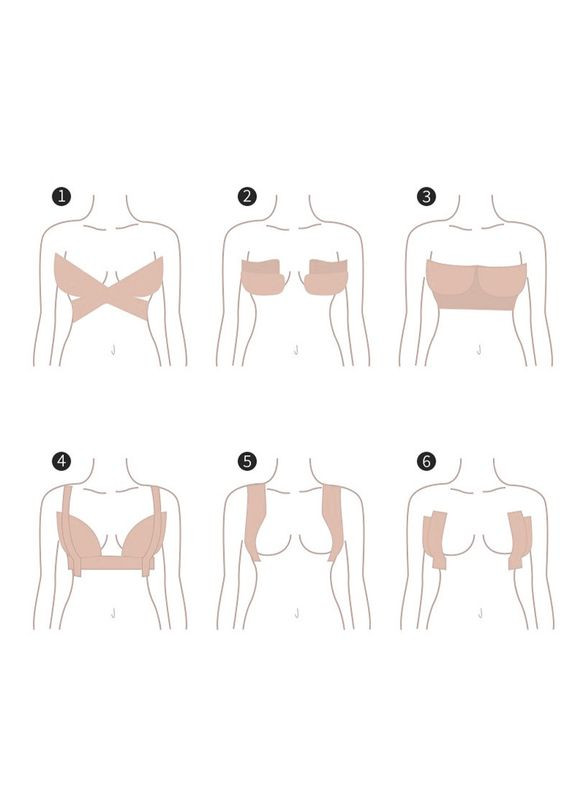 Тейп для підіймання підтримки бюста Бежевий 5 см * 5 м стрічка для підтягування формування грудей Кінезіо 8 шт. Lesko (352013290)