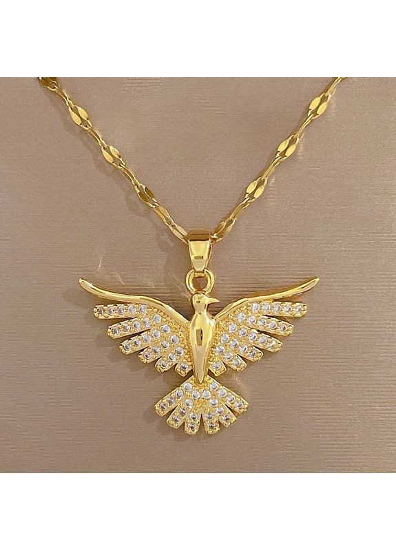 Ланцюжок з кулоном Птах Фенікс золотистий 40+5 см жіночий Liresmina Jewelry (367603046)