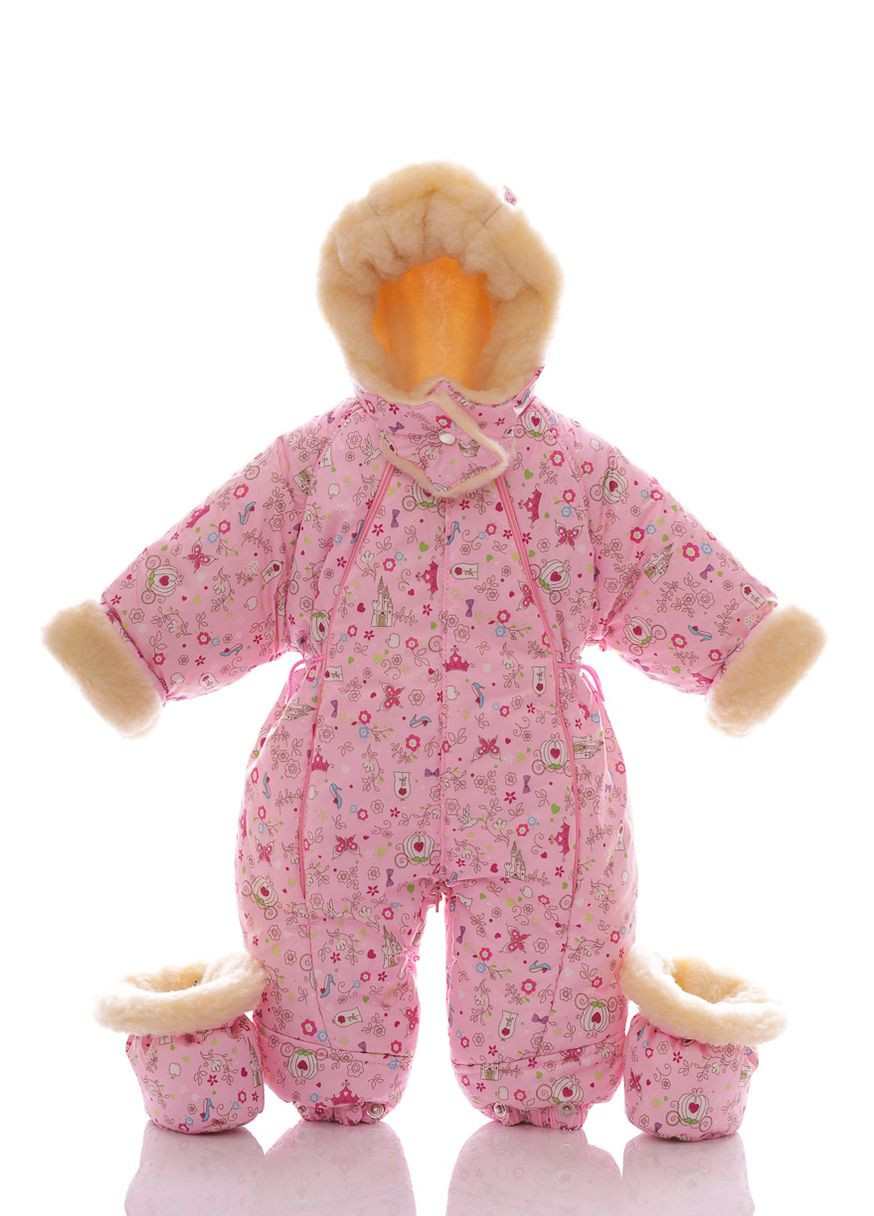Комбинезон Трансформер на меху для девочки с принтом Карет розовый 86 см (50731) BABYKROHA (297199630)