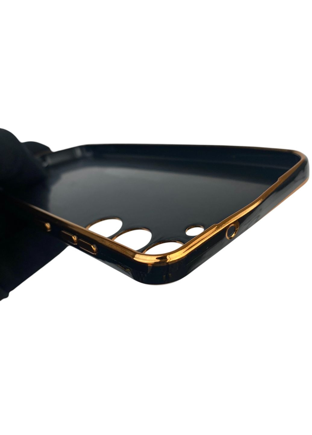 Чохол для Galaxy S23 Plus (SM-S916B) глянцевий із захистом камери із золотою окантовкою на самсунг с23 плюс чорний gs1 Samsung (366227890)