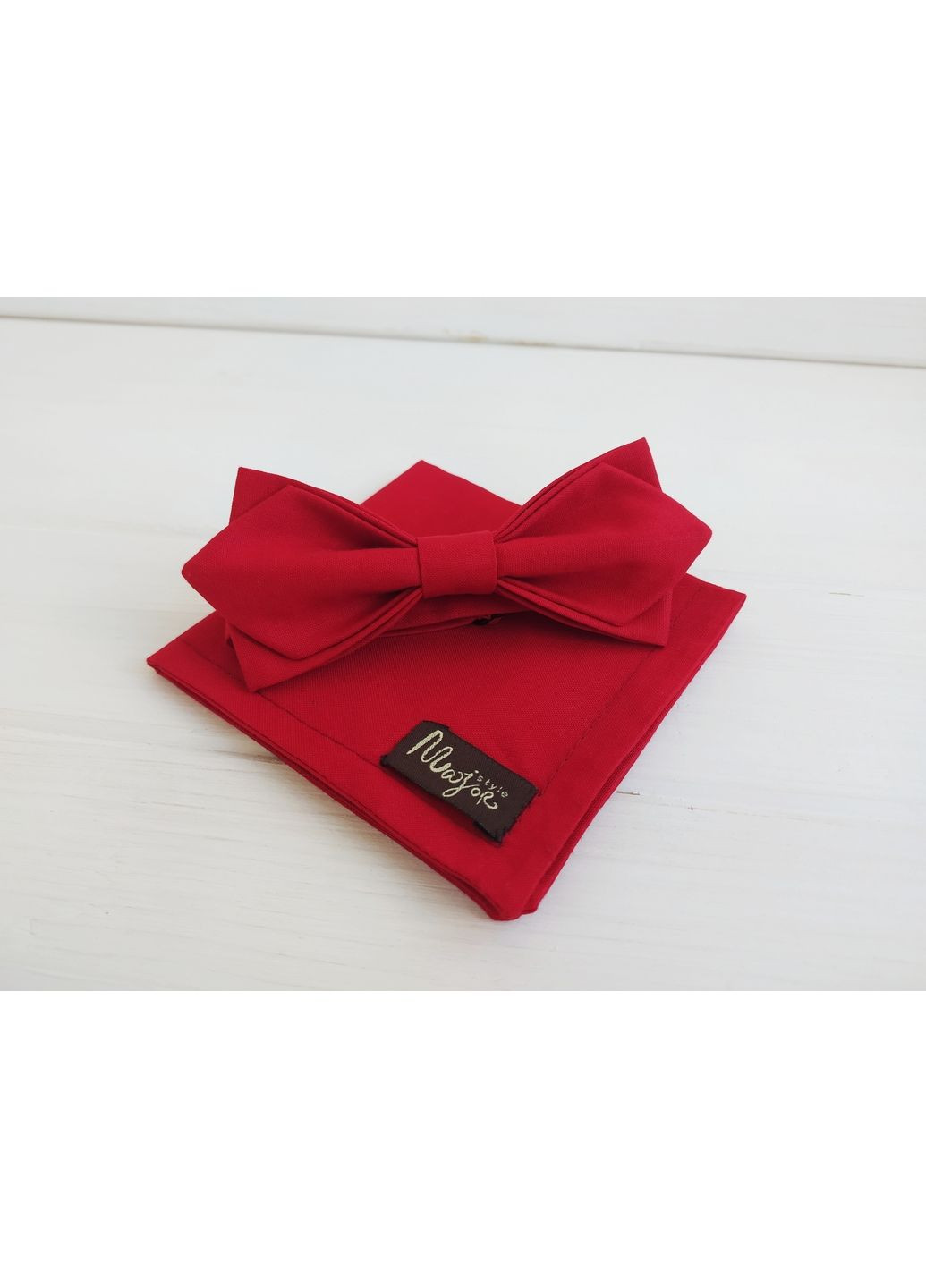 Красная бабочка однотонная с нагрудним платком Major Style (366036908)