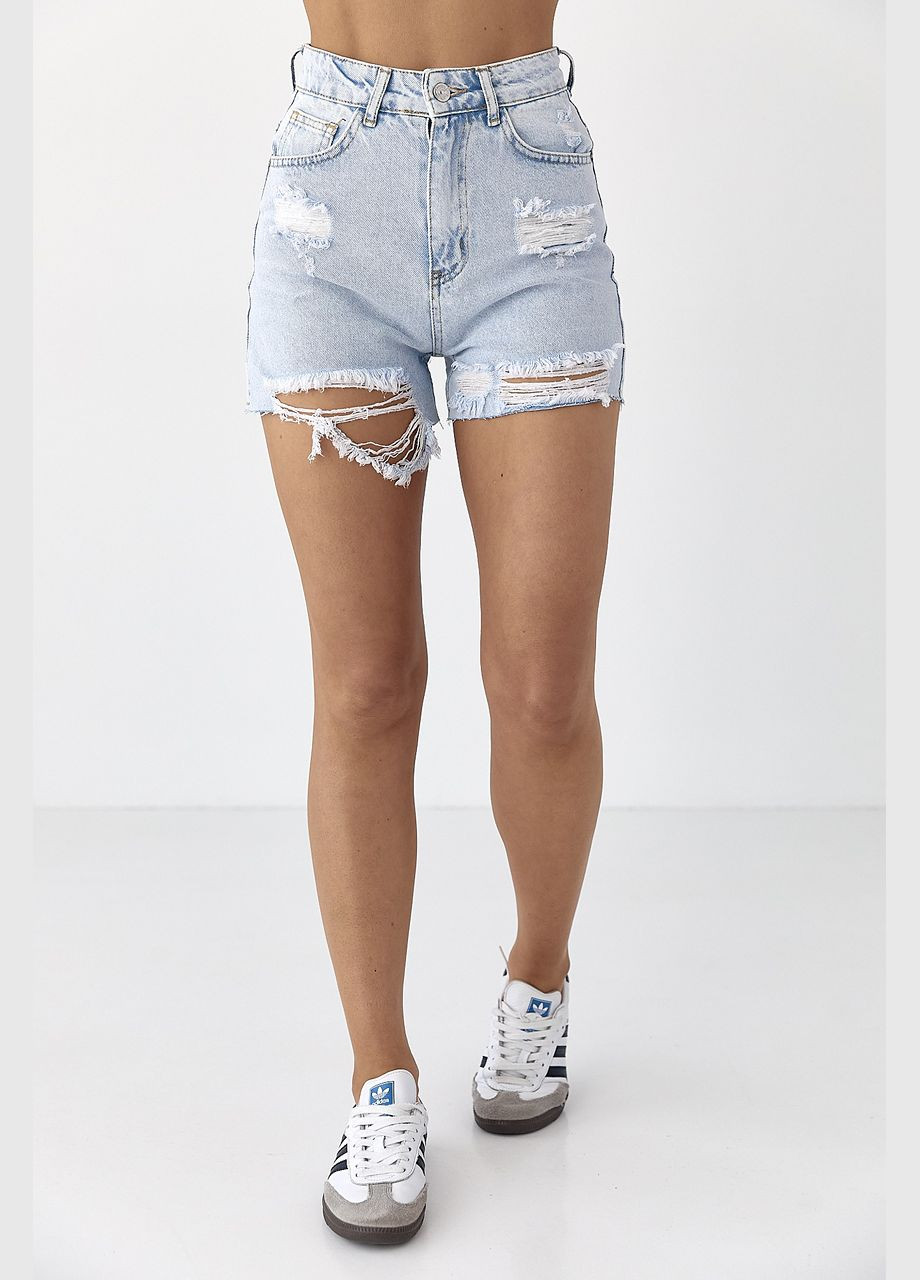 Жіночі джинсові шорти з дірками Lurex (330357631)