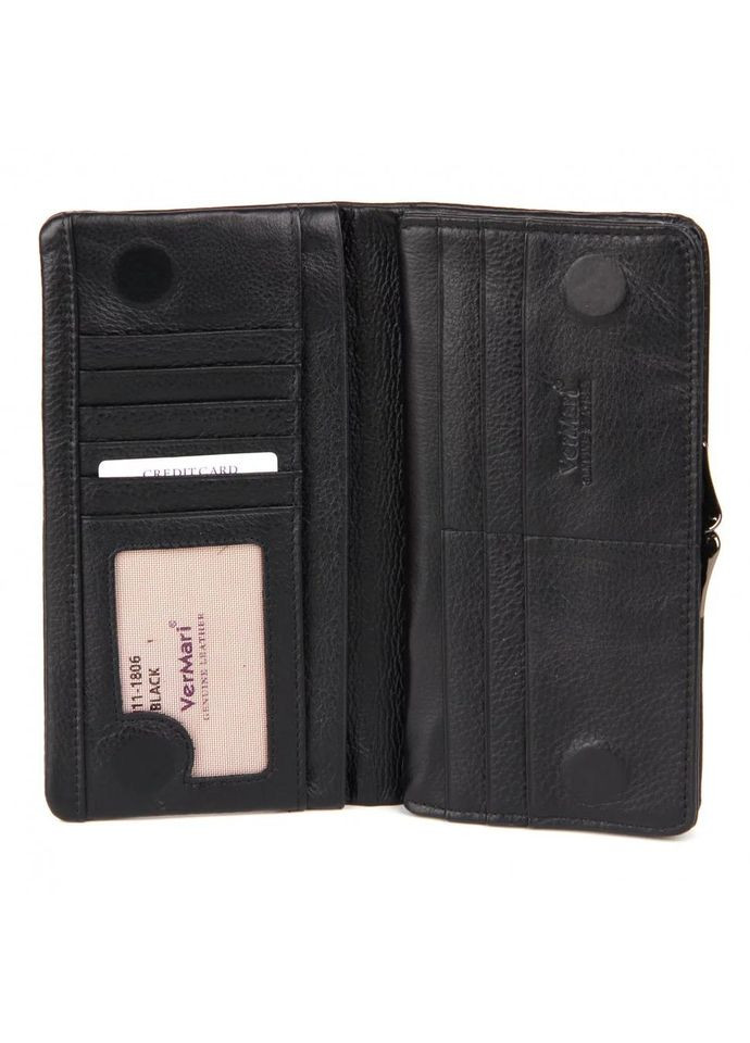 Кошелек женский на магните натуральная кожа размеры 19 х 10 х 3 см 3911-1806 черный Vermari (314926963)
