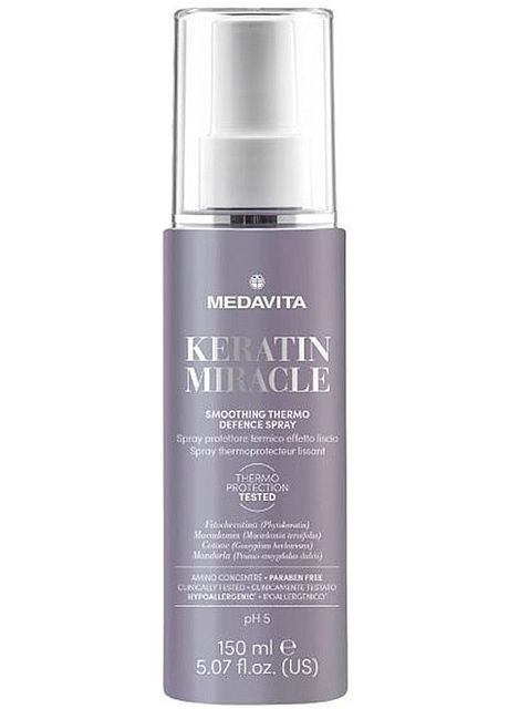 Розгладжувальний термозахисний спрей для волосся Keratin Miracle Smoothing Thermo Defence Spray 50ml (1176498-25303935) Medavita (368865947)