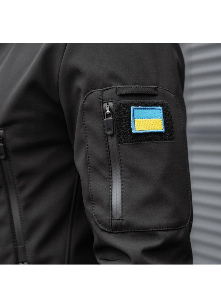 Тактическая демисезонная куртка SoftShell черная с шевроном Freedom (358932533)