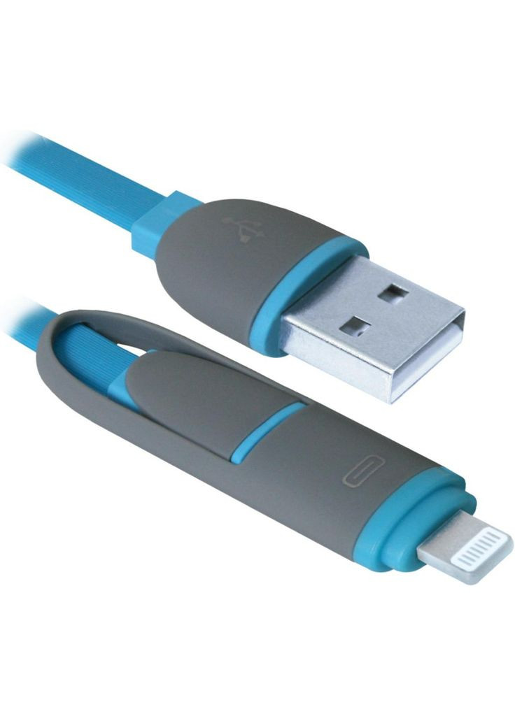 Дата кабеля USB10-03BP USB - Micro USB/Lightning, blue, 1m (m332850) Defender USB 2.0 AM to Lightning + Micro 5P 1.0m blue (367068970)