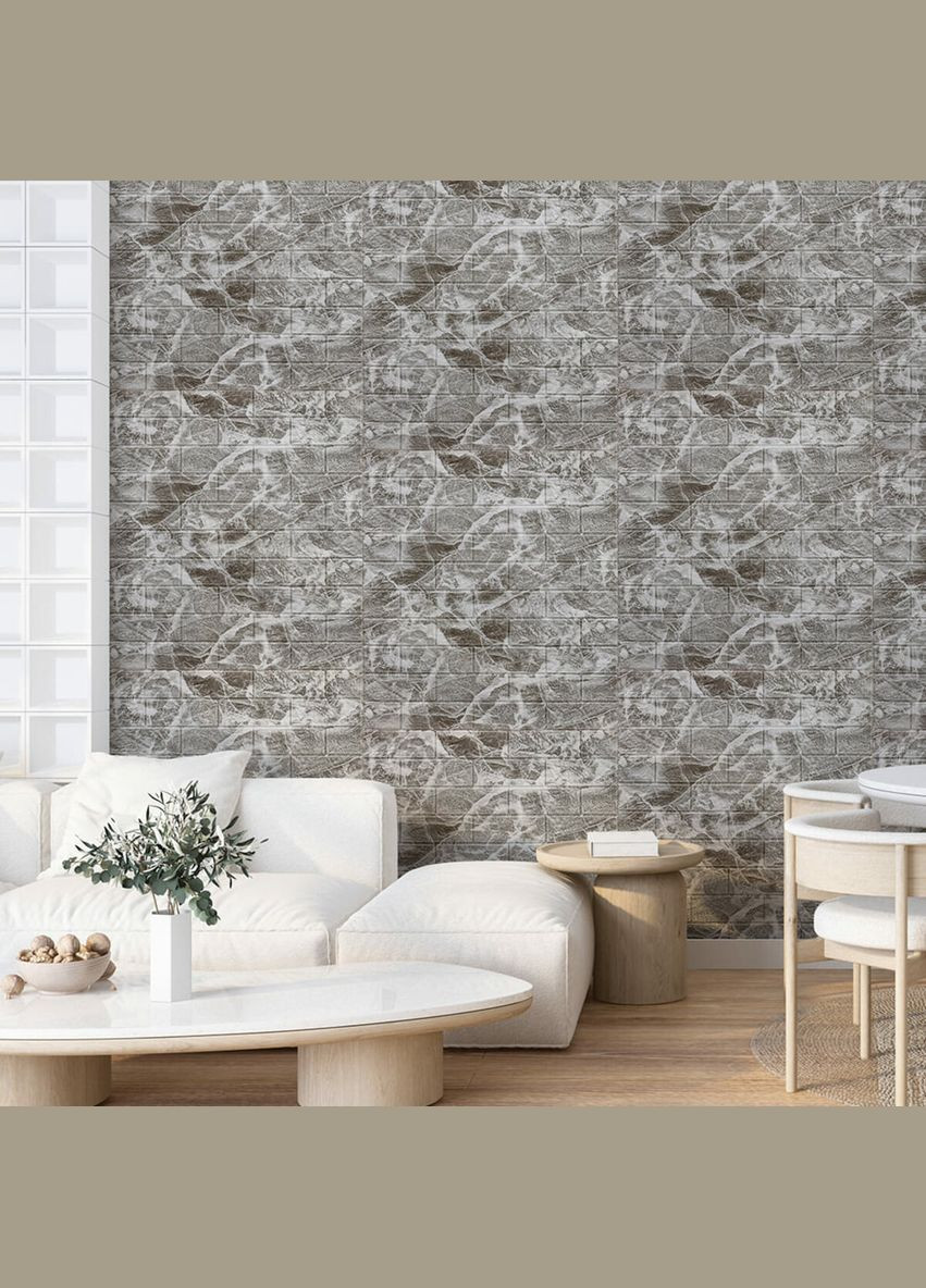 Декоративная 3D панель самоклеющаяся под кирпич Черный мрамор 700х770х5мм (061-5) SW-00000036 No Brand (328578822)