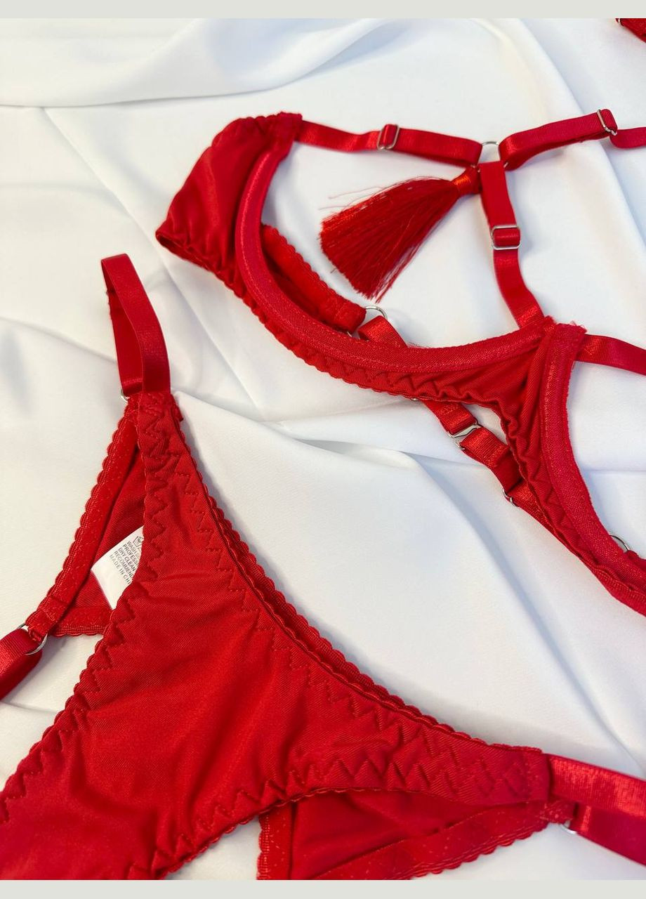 Красный демисезонный соблазнительный комплект женского нижнего белья No Brand
