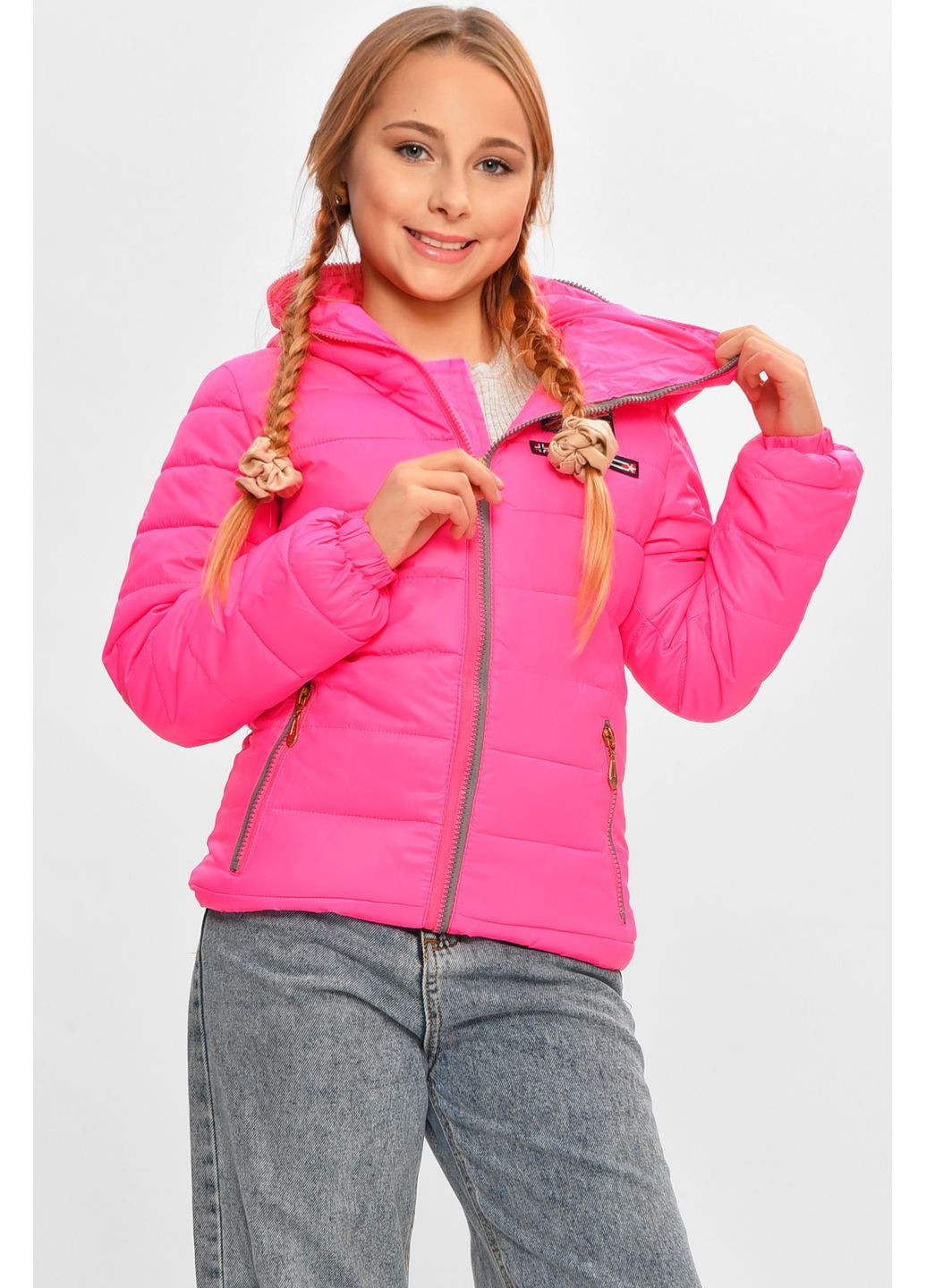 Рожева демісезонна куртка дитяча демісезонна рожевого кольору Let's Shop