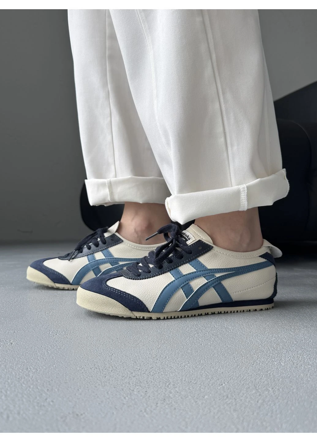 Цветные демисезонные onitsuka tiger mexico beige/blue Asics 172349