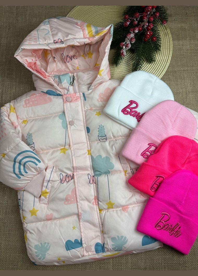 Рожева зимня пальто єврозима для дівчинки рожеве 10637 No Brand