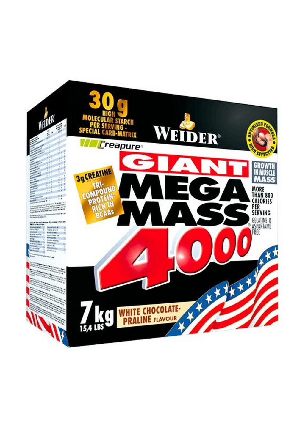 Гейнер Mega Mass 4000, 7 кг Полуниця Weider (315870304)