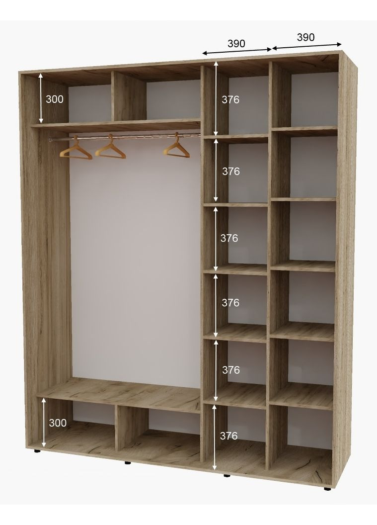 Шафа-купе дводверна 200*60*250 Дуб крафт сірий Дзеркало/Дзеркало з піскострумним малюнком Алекса (360471144)