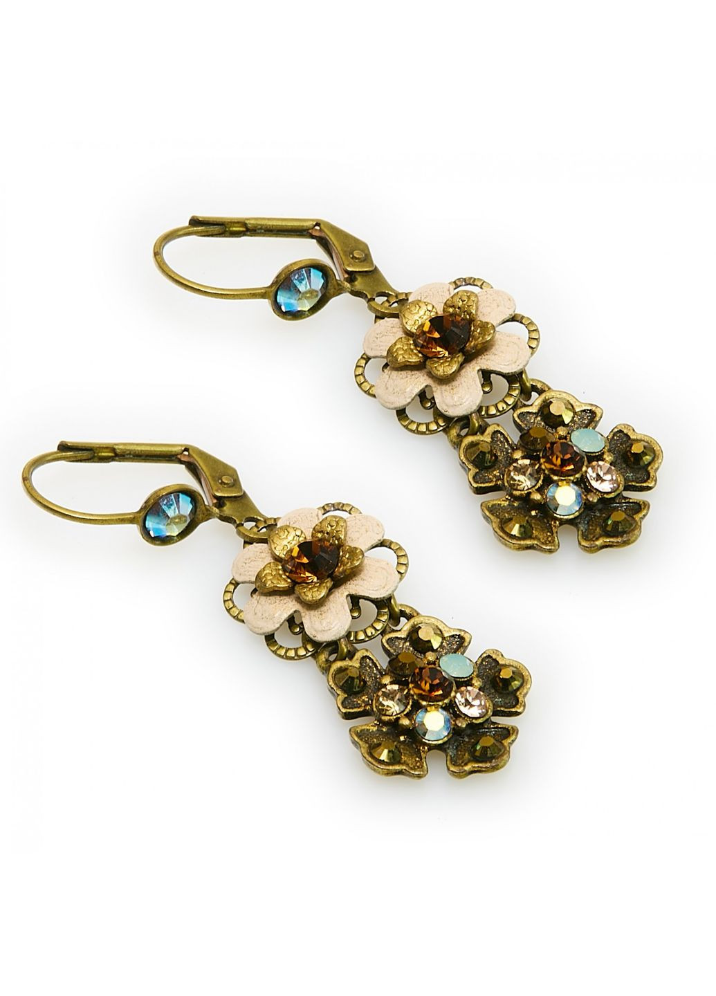 Сережки-підвіски у вікторіанському ретро-стилі з бурштиново-блакитними кристалами Swarovski Michal Negrin (346262969)