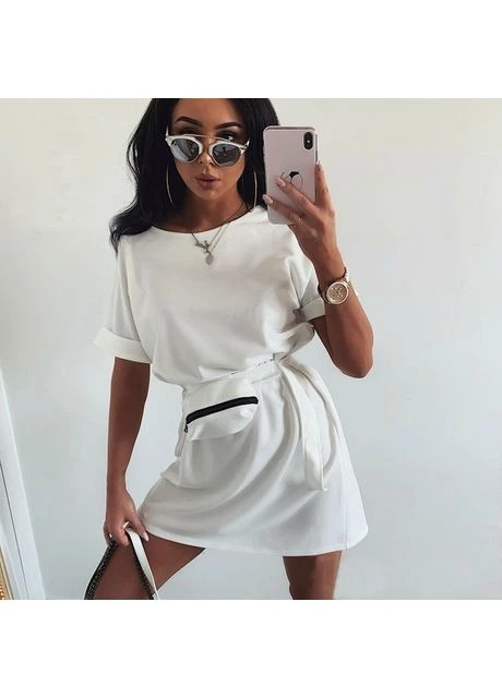 Белое кэжуал платье Fashion Girl