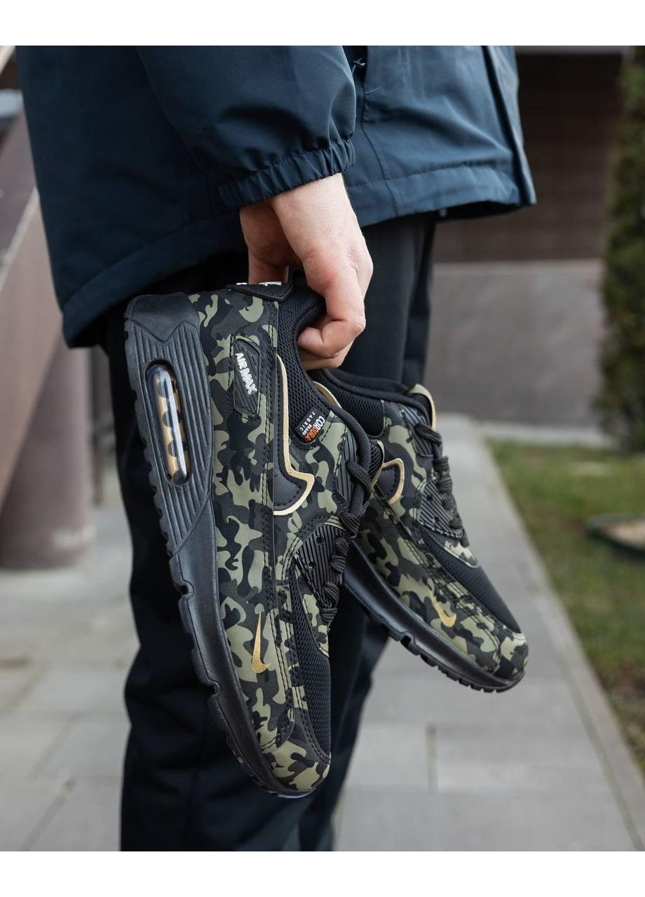 Чорні Осінні кросівки чоловічі nike air max 90 camo найк аір макс 90 No Brand