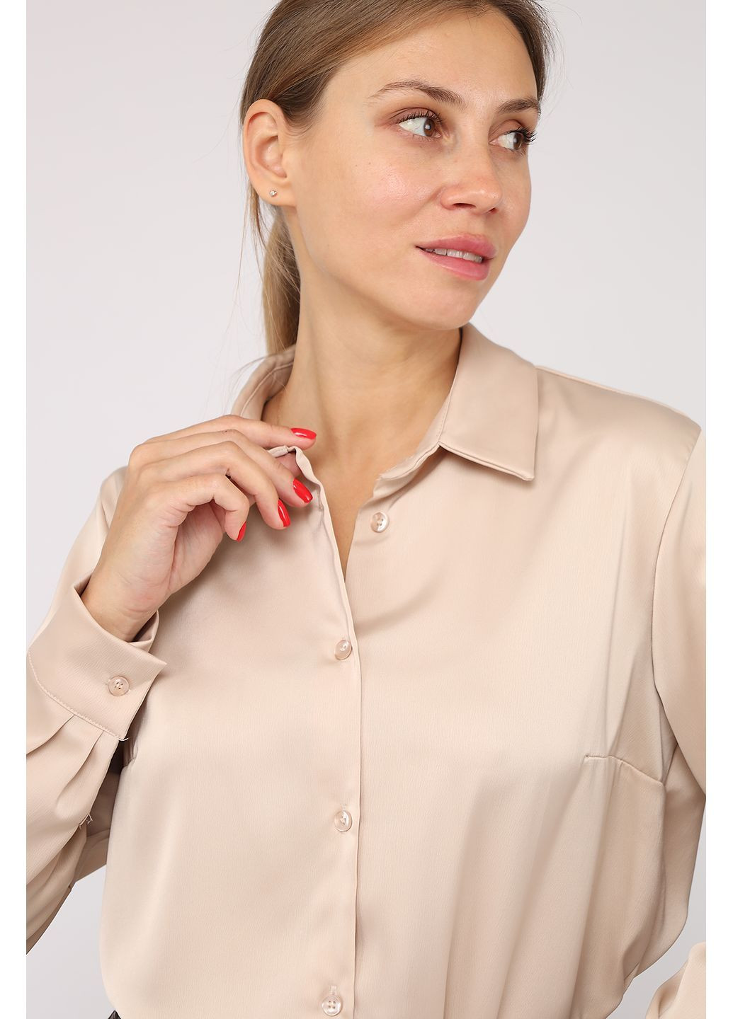 Жіноча сорочка з довгим рукавом колір бежевий ЦБ-00285476 Yuki (364262443)