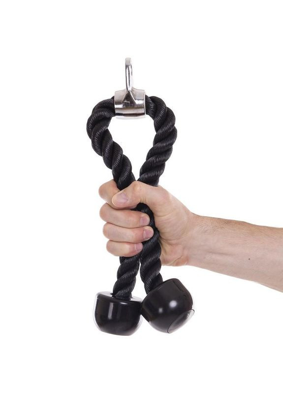 Канат гнучка тяга для трицепса з подвійним хватом TA-2728 68см чорний Zelart (322415860)