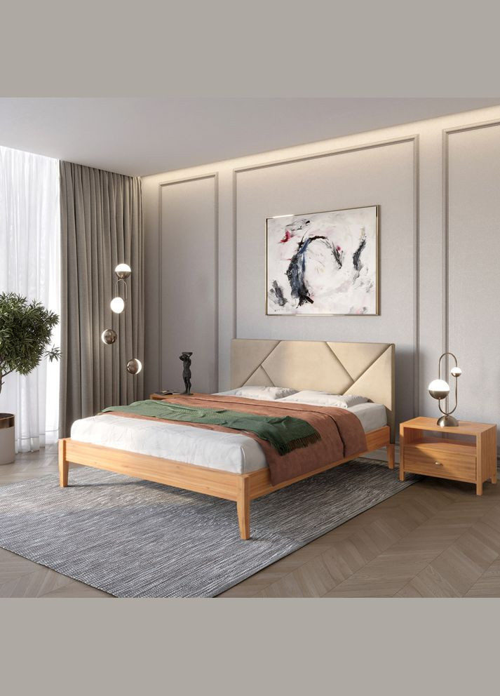 Двуспальная деревянная кровать Нью-Йорк ДК /Аляска 23 (Бежевый) 180х190 см (MBG-10237) Mebigrand (368281294)