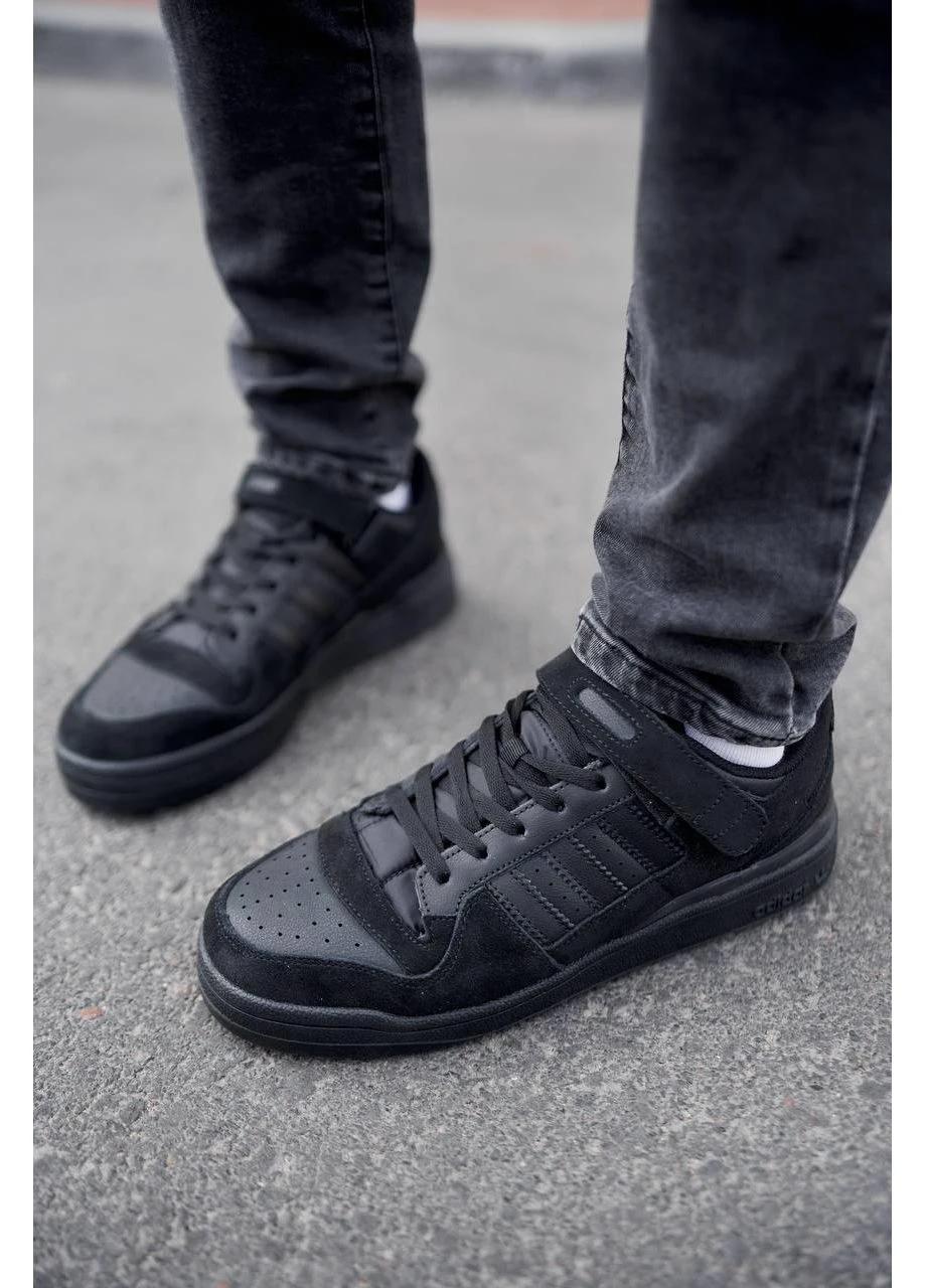Чорні літні кросівки adidas forum low full black адідас форум No Brand