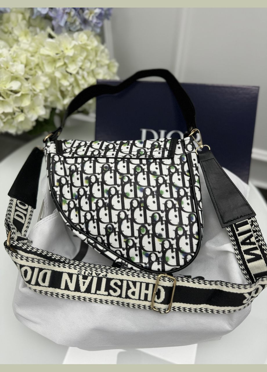 Жіноча сумка сідло чорно-біле в крапку No Brand (322464664)