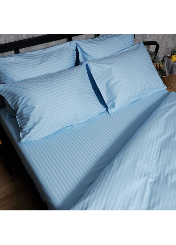 Комплект постільної білизни Satin Stripe «» Полуторний Євро 160х220 наволочки 2х50х70 (MS-820008666) Moon&Star Ocean Calm (356115214)