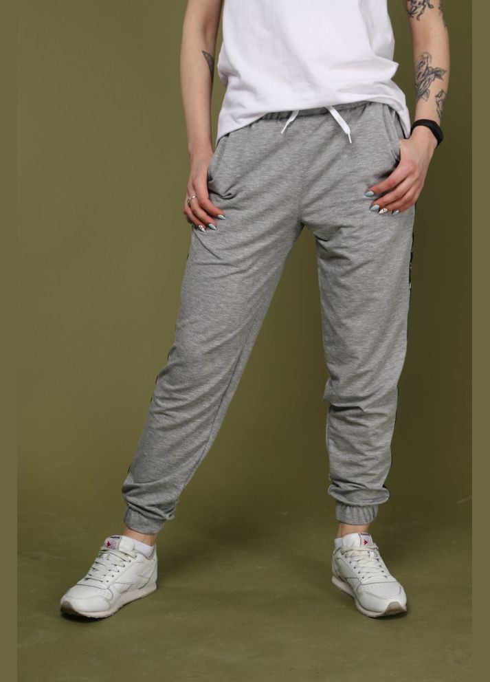 Брюки серые с черным лампасом No Brand (322652558)