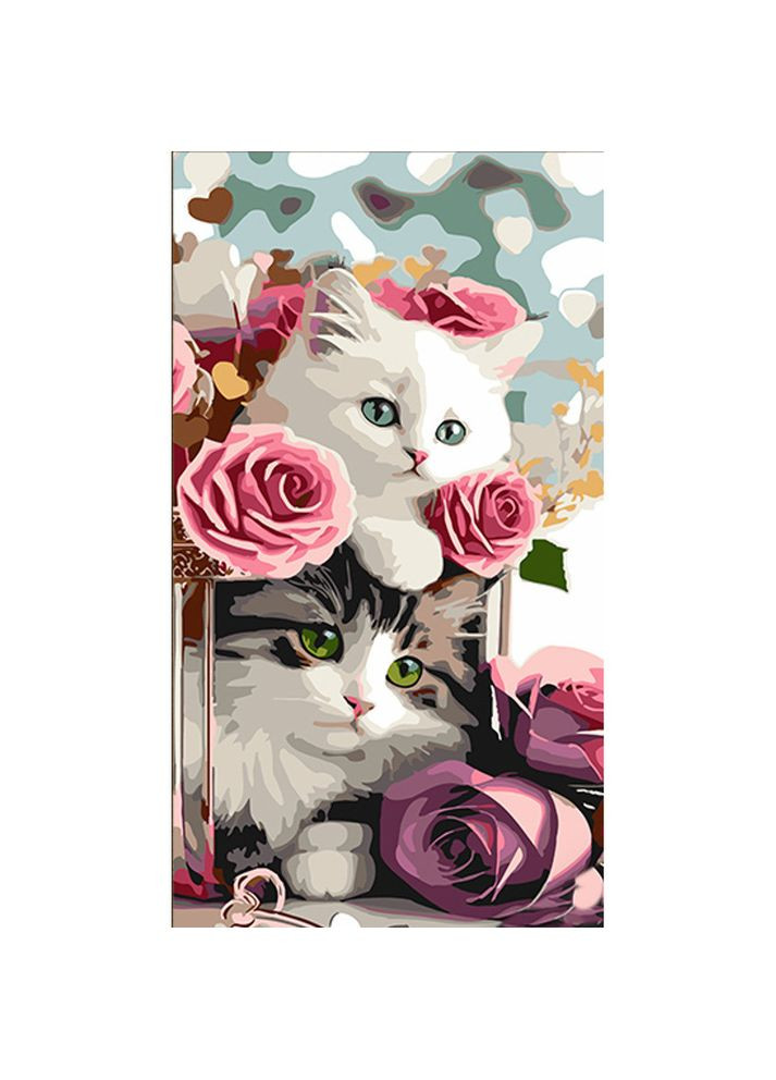 Картина за номерами для дітей від 8 років Квіткові кошенята бавовняна розвивальна см Strateg (362435625)