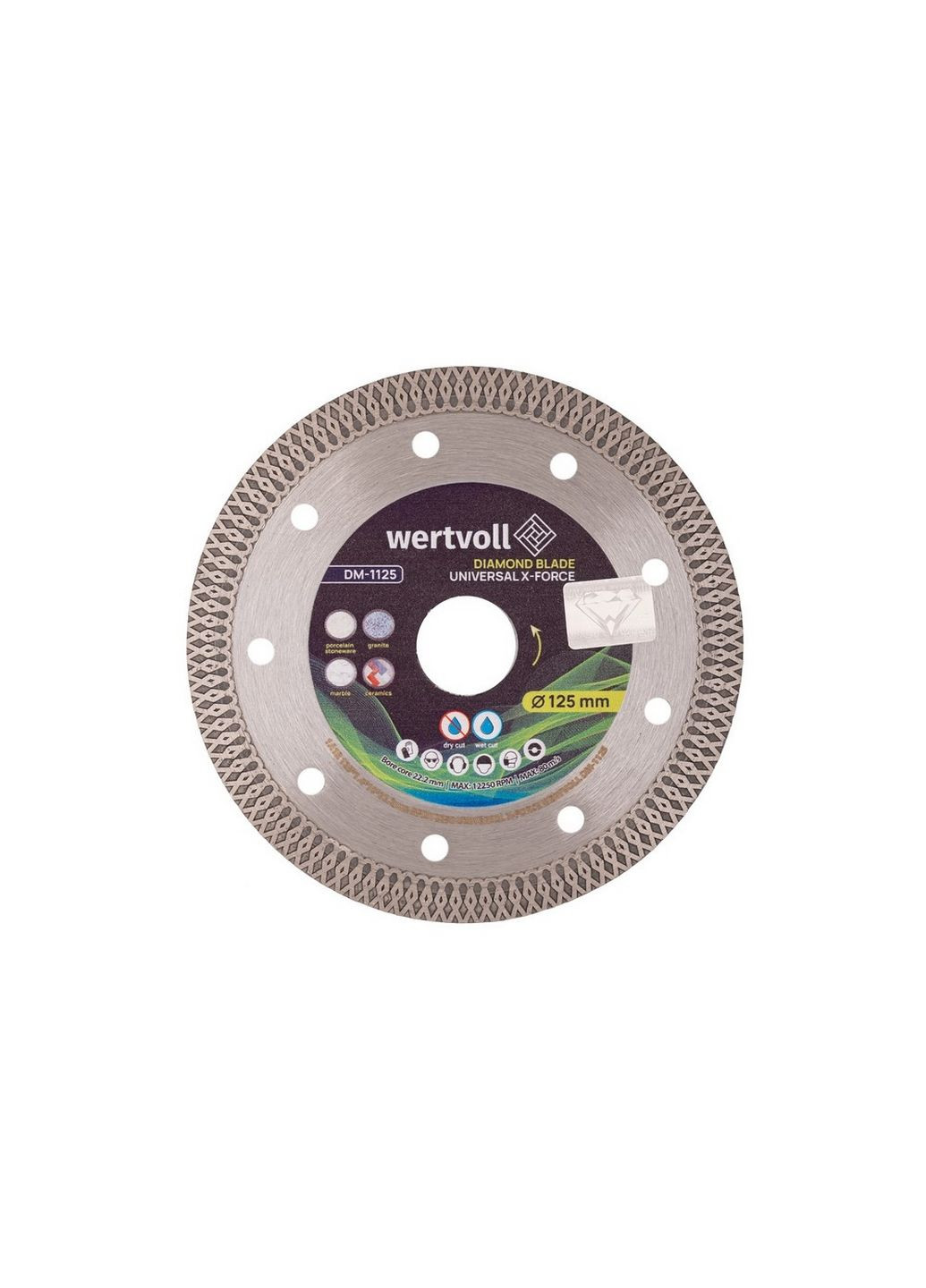 Диск алмазный для керамогранита UNIVERSAL X-FORCE, 10 мм адаптер, 22.2-20 мм, 12250 об/мин Wertvoll (288184244)