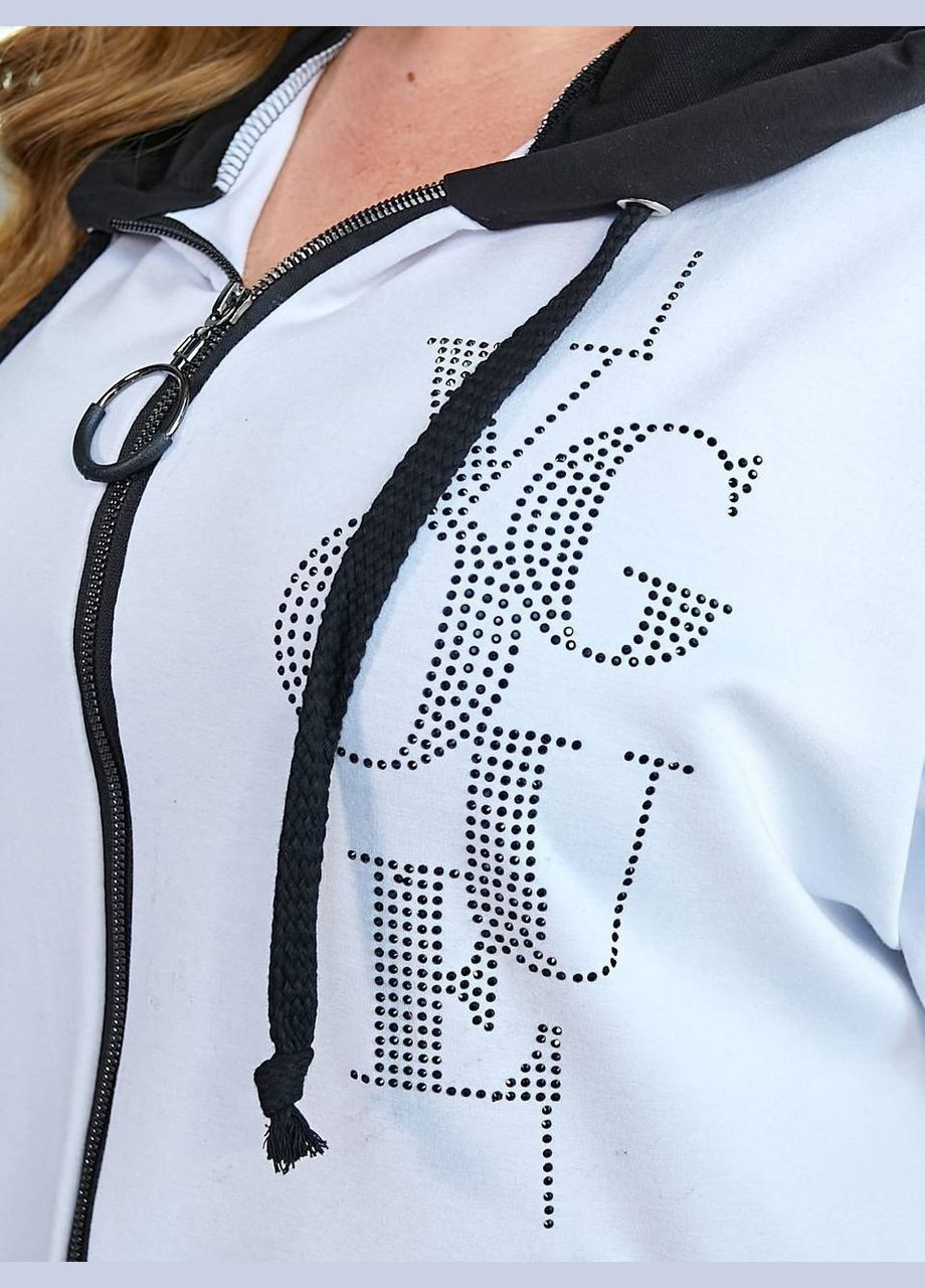 Жіночий літній спортивний костюм батал біло-чорний з бриджами трикотаж великих розмірів Bonita Спортивний костюм (328916805)