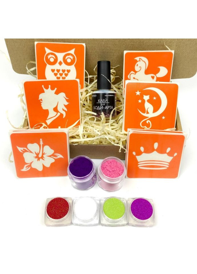 Набір для біо-тату "Для дівчаток №2 - гліттер" set-girls-2-glitter No Brand (316527328)