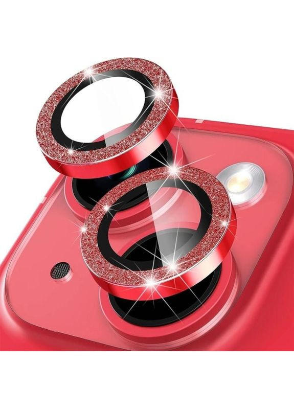 Захисне скло Metal Sparkles на камеру (у упак.) для Apple iPhone 15 (6.1") / 15 Plus (6.7") Червоний Epik (372020713)
