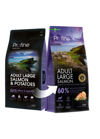 Корм сухой Large Salmon and Potatoes для взрослых собак больших пород, с лососем и картофелем, 12 кг Profine (334372436)