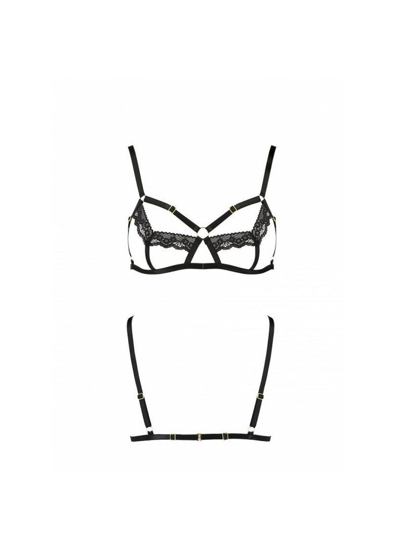 Чёрный бюстгальтер-стрепы с кружевом exclusive solon bra black - cherrylove Passion полиэстер, полиамид, эластан