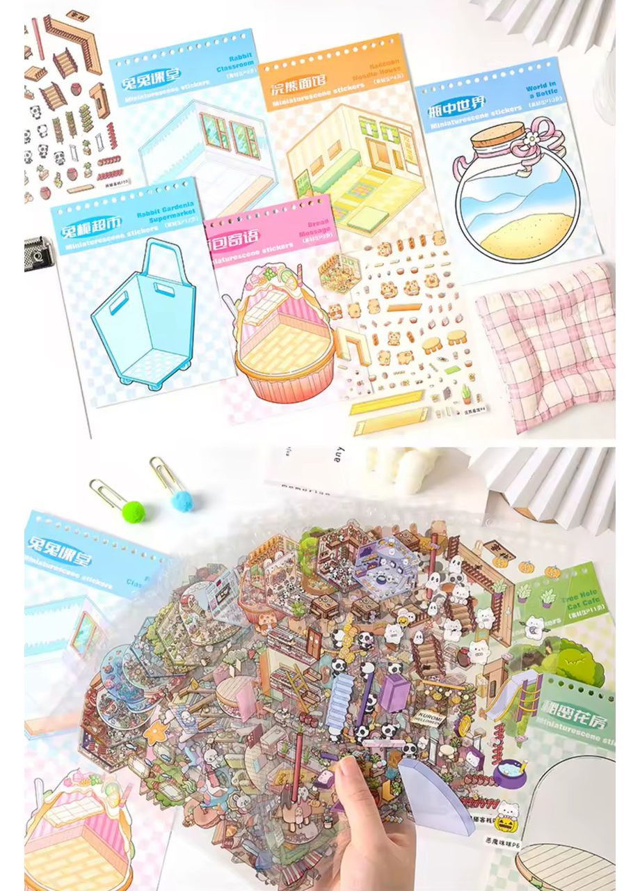 Удобный набор румбоксов из 20 сцен "Дневник волшебной жизни" блокнот на спирали - наклейки стикеры, антистресс No Brand (361850422)