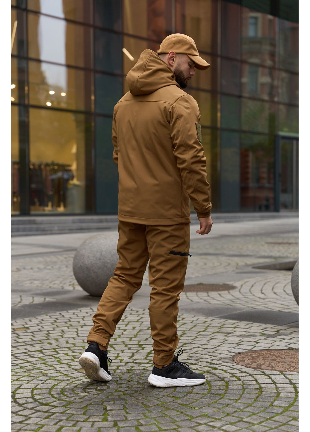 Теплый мужской костюм Soft Shell койот на флисе с шевроном Intruder Reef (366868551)