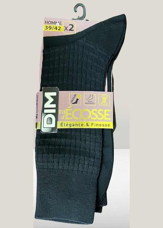 Чорні набір чоловічих шкарпеток (2 пари) Dim однотонні (321236625)