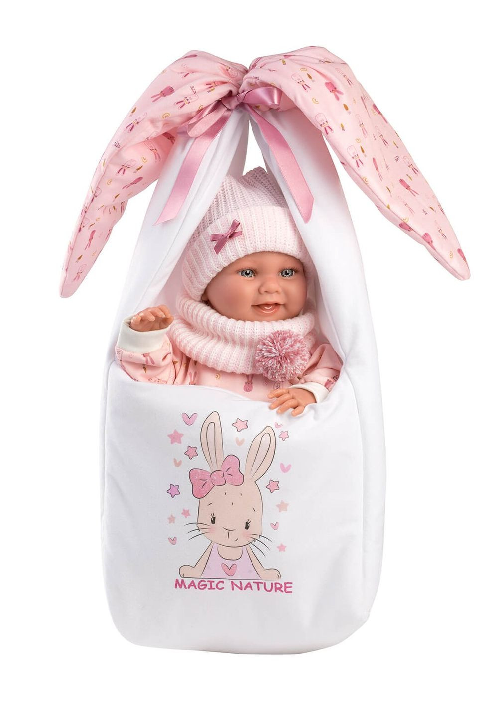 Іспанська лялька новонароджена дівчинка пупс вінілова в підвісній люльці для гри 40 см Llorens (370603646)