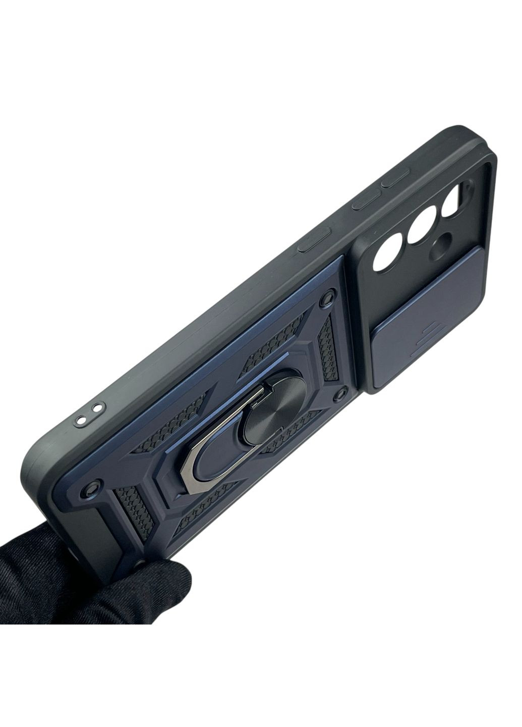 Чехол для Galaxy A56 (A566B) бронированный с кольцом со шторкой на самсунг а56 тёмно-синий rg1 Samsung (366227889)