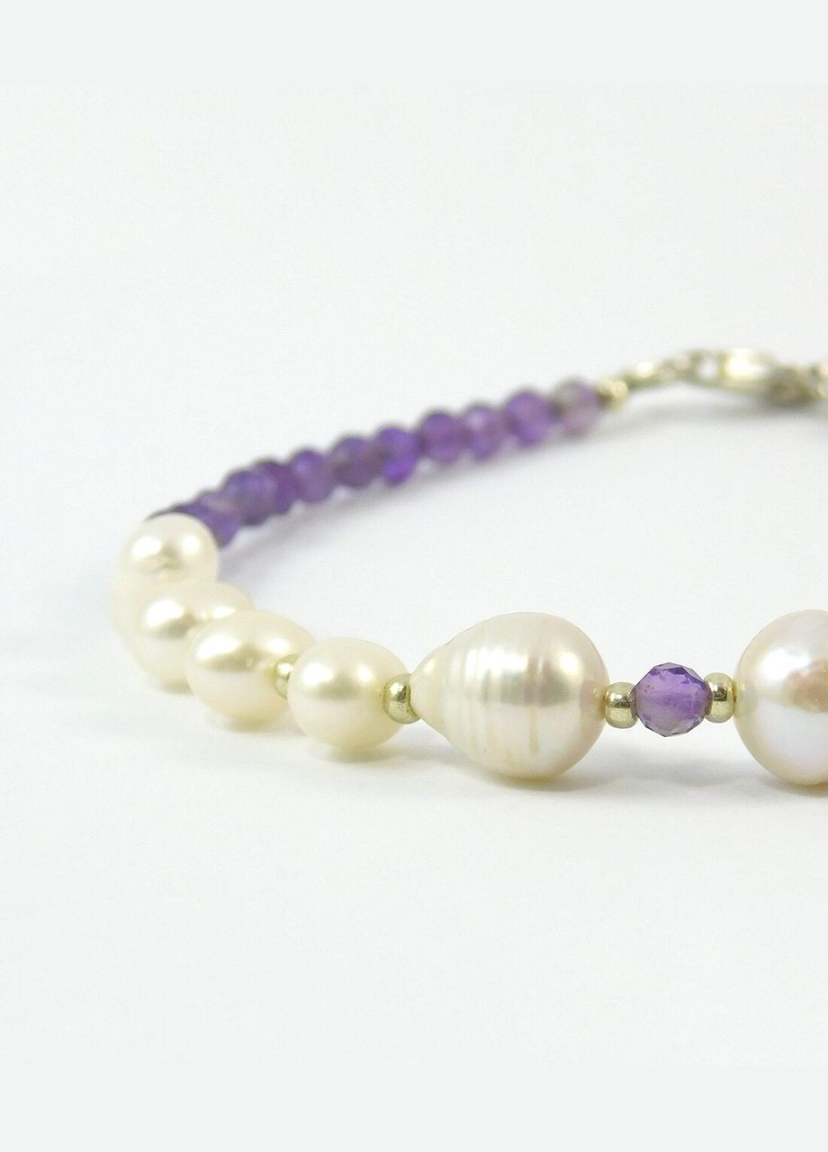 Браслет "Незнакомка" Жемчуг, Аметист, серебро 15 Fursa fashion (322897991)