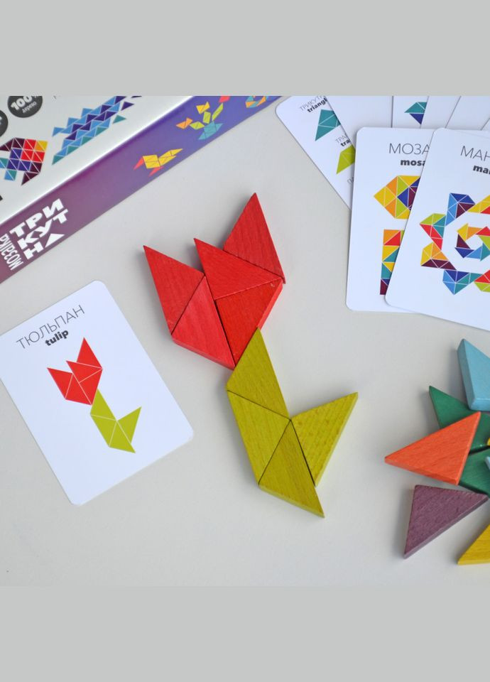 Деревянная игра "Треугольная мозаика" 900194, 64 детали No Brand (313286681)