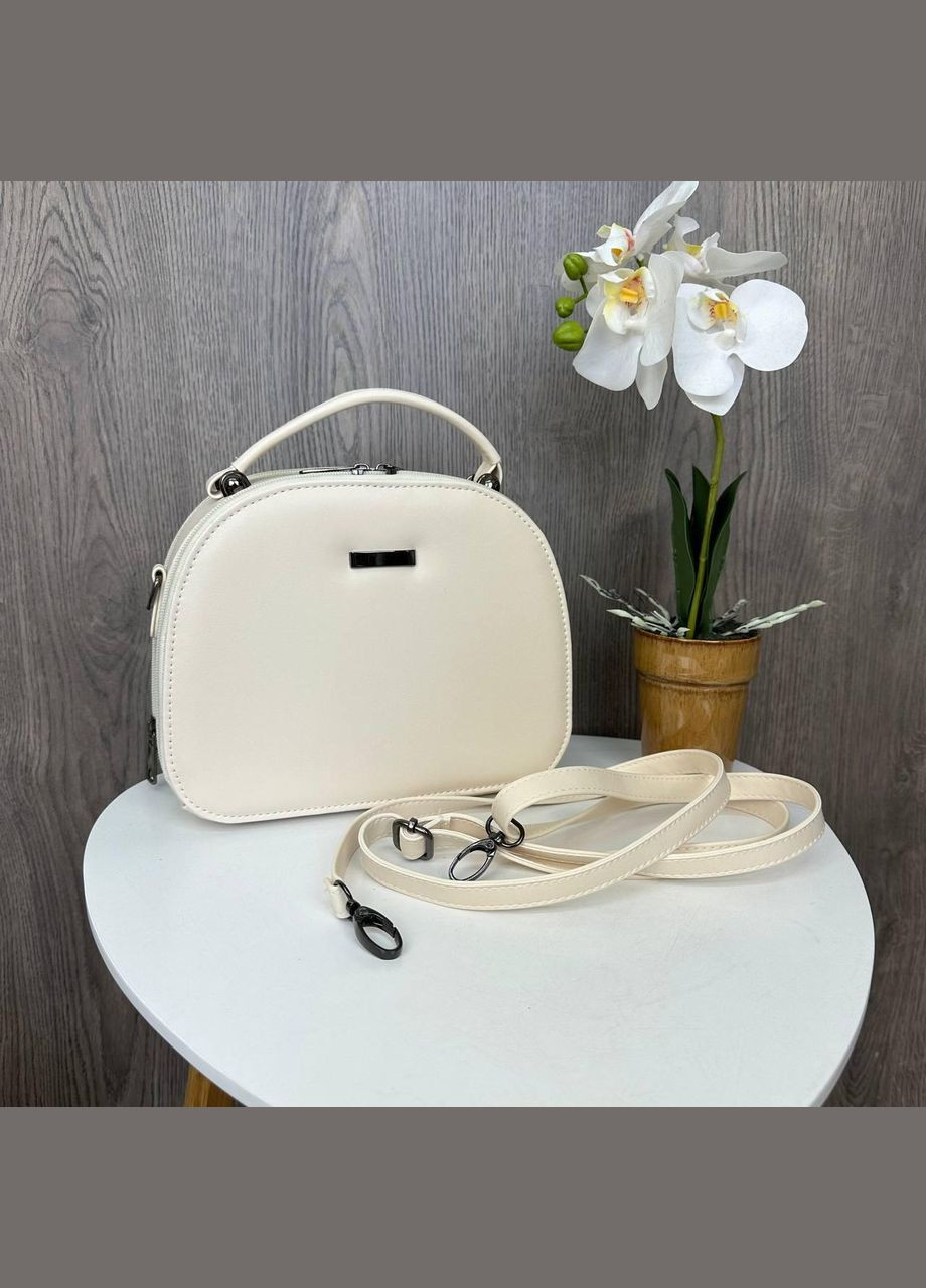 Женская мини сумочка на плечо каркасная Молочный No Brand (298996834)