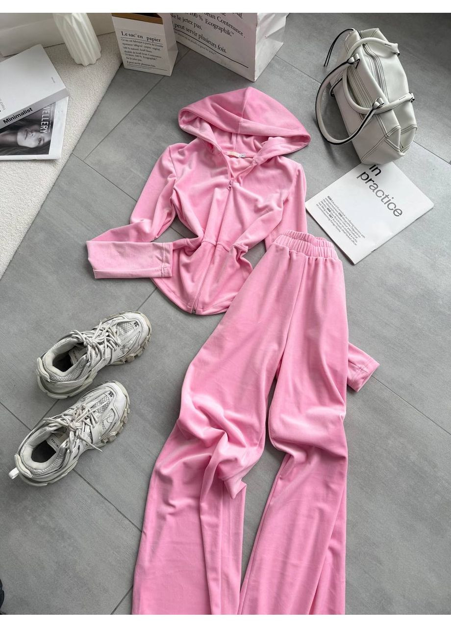 Жіночий спортивний костюм з кофтою на блискавці та широкими штанами Україна (354693339)